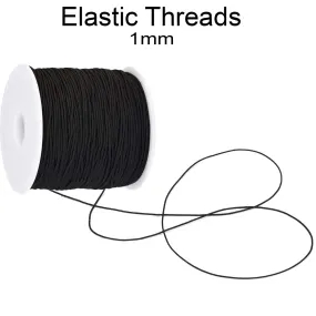 10 Meters, 1mm Size, Round  Black Elastic threads for Mala and Bracelets Making 10 Meters, 1mm Size, Round  Black Elastic threads for Mala and Bracelets Making