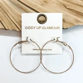 1.5 Inch Thin Wired Rope Textured Hoop Earrings in Gold 1.5 Inch Thin Wired Rope Textured Hoop Earrings in Gold