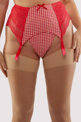 Adelaide Western Gingham And Lace Suspender Belt Adelaide Western Gingham And Lace Suspender Belt
