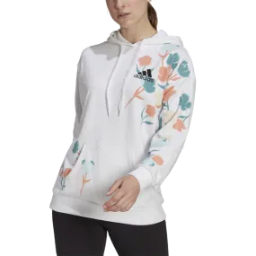 adidas - Women - Floral Hoodie - White adidas - Women - Floral Hoodie - White