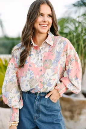All For Love Blush Pink Floral Blouse All For Love Blush Pink Floral Blouse