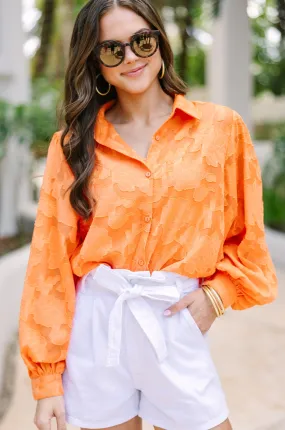 All In The Details Orange Textured Blouse All In The Details Orange Textured Blouse