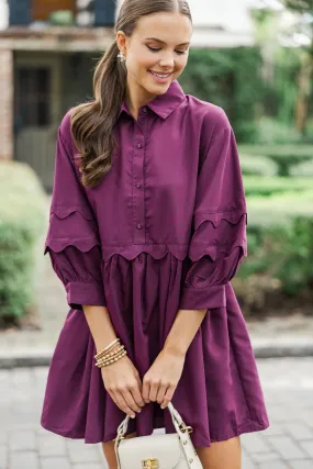 All The Best Plum Purple Scalloped Dress All The Best Plum Purple Scalloped Dress