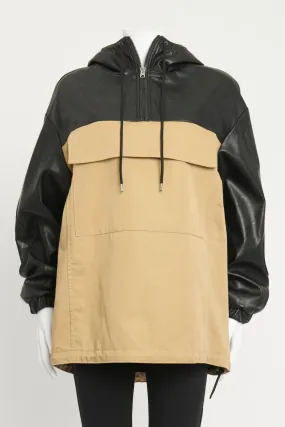 Beige and Black Panel Preowned Unisex Half Zip UP Hoodie Beige and Black Panel Preowned Unisex Half Zip UP Hoodie
