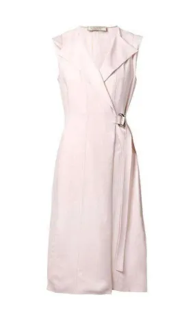 Belted Wrap Pink Silk Blend Dress Belted Wrap Pink Silk Blend Dress