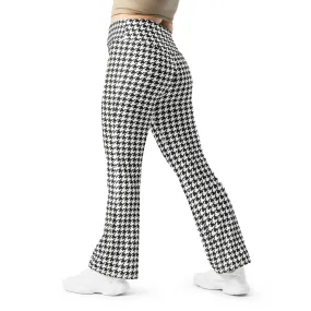 Black & White Houndstooth Print Flare Leggings Black & White Houndstooth Print Flare Leggings