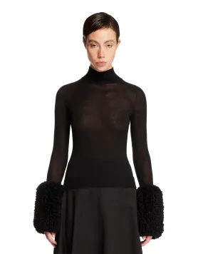 Black Bubble Cuff Knit Top Black Bubble Cuff Knit Top