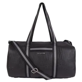 Black Pu Duffle Bag With  Webbing Shoulder Handle Black Pu Duffle Bag With  Webbing Shoulder Handle