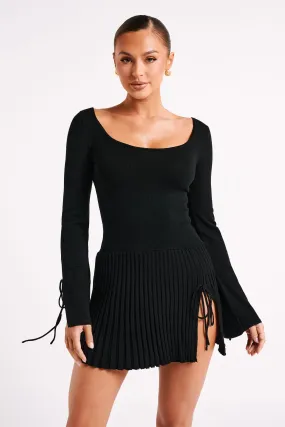 Britney Long Sleeve Knit Mini Dress - Black Britney Long Sleeve Knit Mini Dress - Black