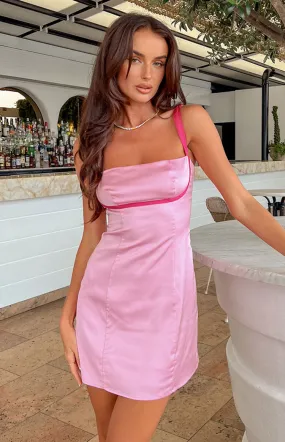 California Pink Satin Contrast Mini Dress California Pink Satin Contrast Mini Dress