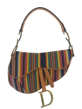 Christian Dior Canvas Striped Saddle Bag Christian Dior Canvas Striped Saddle Bag