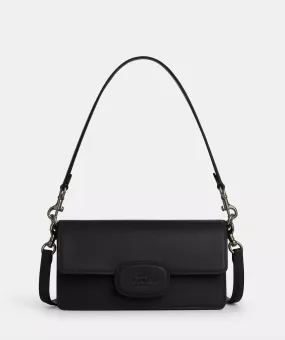 Coach Eliza Flap Crossbody With Leather Covered Closure In Black Coach Eliza Flap Crossbody With Leather Covered Closure In Black