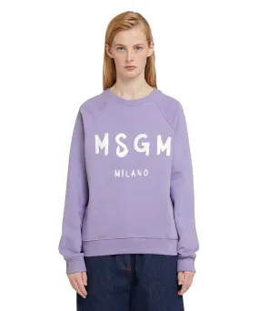 Cotton Crewneck t-shirt with new brushed MSGM logo Lilac Cotton Crewneck t-shirt with new brushed MSGM logo Lilac