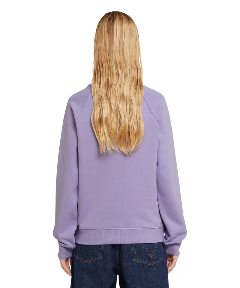Cotton Crewneck t-shirt with new brushed MSGM logo Lilac