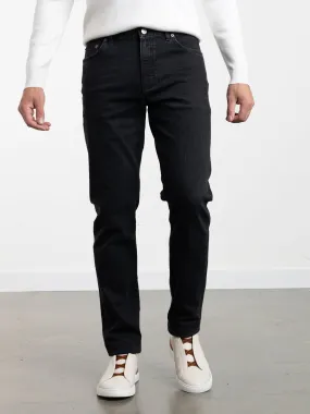 Dark Grey Stone-Washed Stretch Cotton Roccia Jeans Dark Grey Stone-Washed Stretch Cotton Roccia Jeans