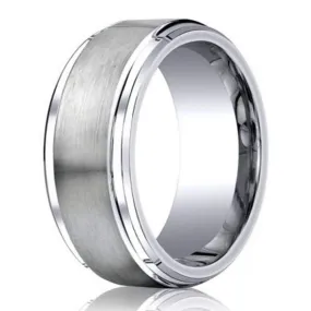 Designer Cobalt Chrome Men's Wedding Ring, Stair Step Edge- 9mm Designer Cobalt Chrome Men's Wedding Ring, Stair Step Edge- 9mm
