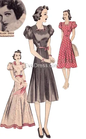 E-PATTERN 1939 One-Piece Frock, E1620 E-PATTERN 1939 One-Piece Frock, E1620
