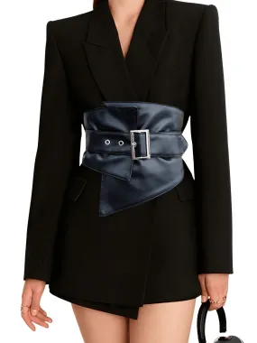Elastic Black Leather Wide Corset Belt Women's Elastic Black Leather Wide Corset Belt Women's