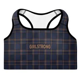 ELEVATED ESSENTIALS, THE PERFECT PADDED SPORTS BRA VINTAGE PLAID NAVY AND BLACK ELEVATED ESSENTIALS, THE PERFECT PADDED SPORTS BRA VINTAGE PLAID NAVY AND BLACK