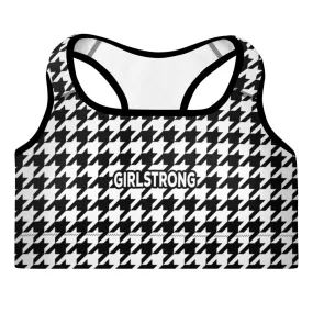 ELEVATED ESSENTIALS,THE PERFECT PADDED SPORTS BRA BLACK WHITE HOUNDSTOOTH ELEVATED ESSENTIALS,THE PERFECT PADDED SPORTS BRA BLACK WHITE HOUNDSTOOTH