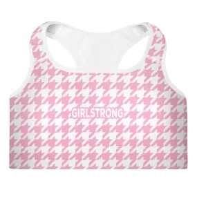 ELEVATED ESSENTIALS,THE PERFECT PADDED SPORTS BRA PINK WHITE HOUNDSTOOTH ELEVATED ESSENTIALS,THE PERFECT PADDED SPORTS BRA PINK WHITE HOUNDSTOOTH