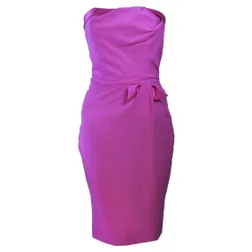 ELIZABETH MASON COUTURE Magenta Silk Cocktail Dress ELIZABETH MASON COUTURE Magenta Silk Cocktail Dress