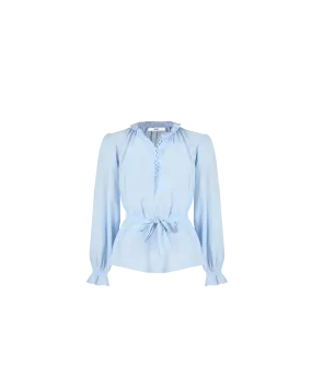 ELLIOT RUFFLE BLOUSE SKY BLUE ELLIOT RUFFLE BLOUSE SKY BLUE