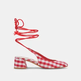 ELODIE HEELS WHITE RED GINGHAM ELODIE HEELS WHITE RED GINGHAM