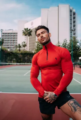 Father Sons Long Sleeve Red Half Zip Gym Top - FSH752 Father Sons Long Sleeve Red Half Zip Gym Top - FSH752