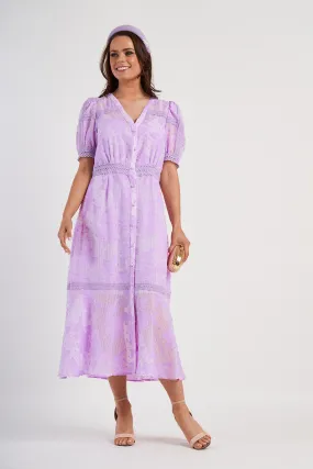Fee G Lilac Gingham Lace Midi Fee G Lilac Gingham Lace Midi