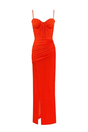 Flamboyant coral bustier maxi dress Flamboyant coral bustier maxi dress