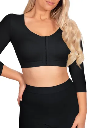 Front Closure Arm Slimming Compression 3/4 Sleeve Top Front Closure Arm Slimming Compression 3/4 Sleeve Top