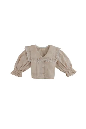 Gingersnaps Embroidered Gingham Blouse W/Lace Trim Gingersnaps Embroidered Gingham Blouse W/Lace Trim