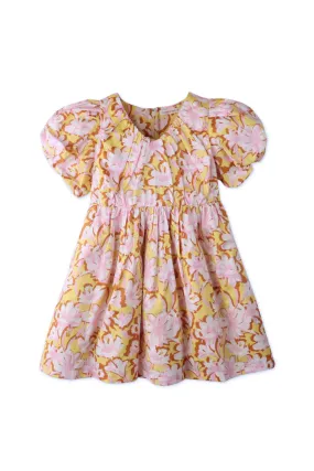 Gingersnaps Floral Ruched Neck Dress with Bubble Sleeves Gingersnaps Floral Ruched Neck Dress with Bubble Sleeves