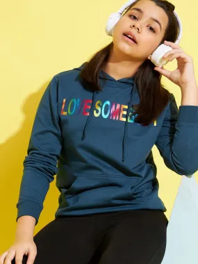 Girls Blue Terry LOVE SOMEBODY Hoodie Girls Blue Terry LOVE SOMEBODY Hoodie