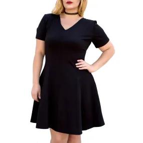 InstantFigure Curvy Plus Size Short V-neck Panel dress 16808MC InstantFigure Curvy Plus Size Short V-neck Panel dress 16808MC