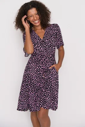Jaz Abstract Hearts Black Pink Dress Jaz Abstract Hearts Black Pink Dress
