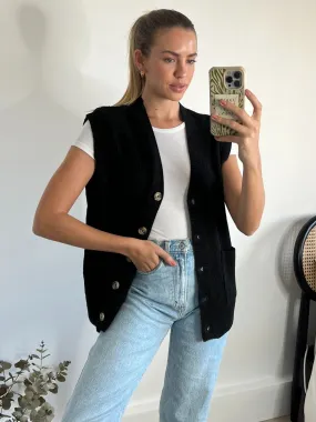 Knitted Button Waist Coat / Black Knitted Button Waist Coat / Black