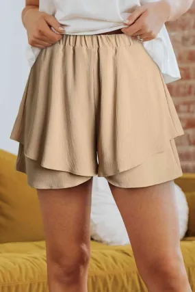 Layered Elastic Waist Shorts Layered Elastic Waist Shorts