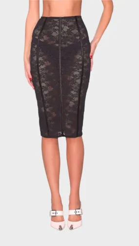 Le Stretch Lace Pencil Skirt in Black Le Stretch Lace Pencil Skirt in Black
