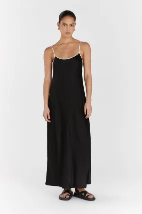 LETTY BLACK SATIN CONTRAST DRESS LETTY BLACK SATIN CONTRAST DRESS