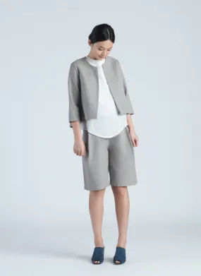 Light Grey Fin Double Side Pleated Shorts Light Grey Fin Double Side Pleated Shorts