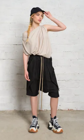 Linen Bermuda Pants with Drop Crotch Linen Bermuda Pants with Drop Crotch