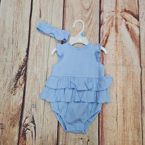 LITTLE ME  BLUE KNIT BUBBLE SET LITTLE ME  BLUE KNIT BUBBLE SET