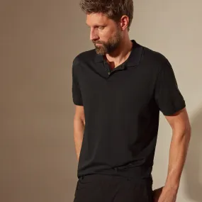 Luxe Lotus Jersey Polo - Black Luxe Lotus Jersey Polo - Black