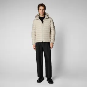Man's animal free puffer jacket Juncus in rainy beige Man's animal free puffer jacket Juncus in rainy beige