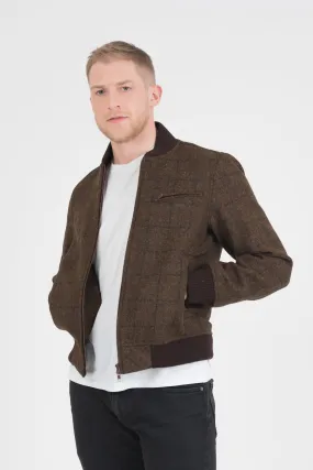 Men's Harris Tweed Bomber Jacket - Green Check Men's Harris Tweed Bomber Jacket - Green Check