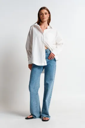 Morgan Wrap Button-Down Shirt - White Morgan Wrap Button-Down Shirt - White