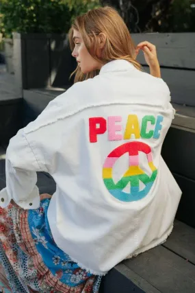 MULTI COLOR LETTERING PEACE SYMBOL BUTTON UP SHIRT MULTI COLOR LETTERING PEACE SYMBOL BUTTON UP SHIRT