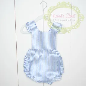 Navy Seersucker Ruffle Bubble Navy Seersucker Ruffle Bubble